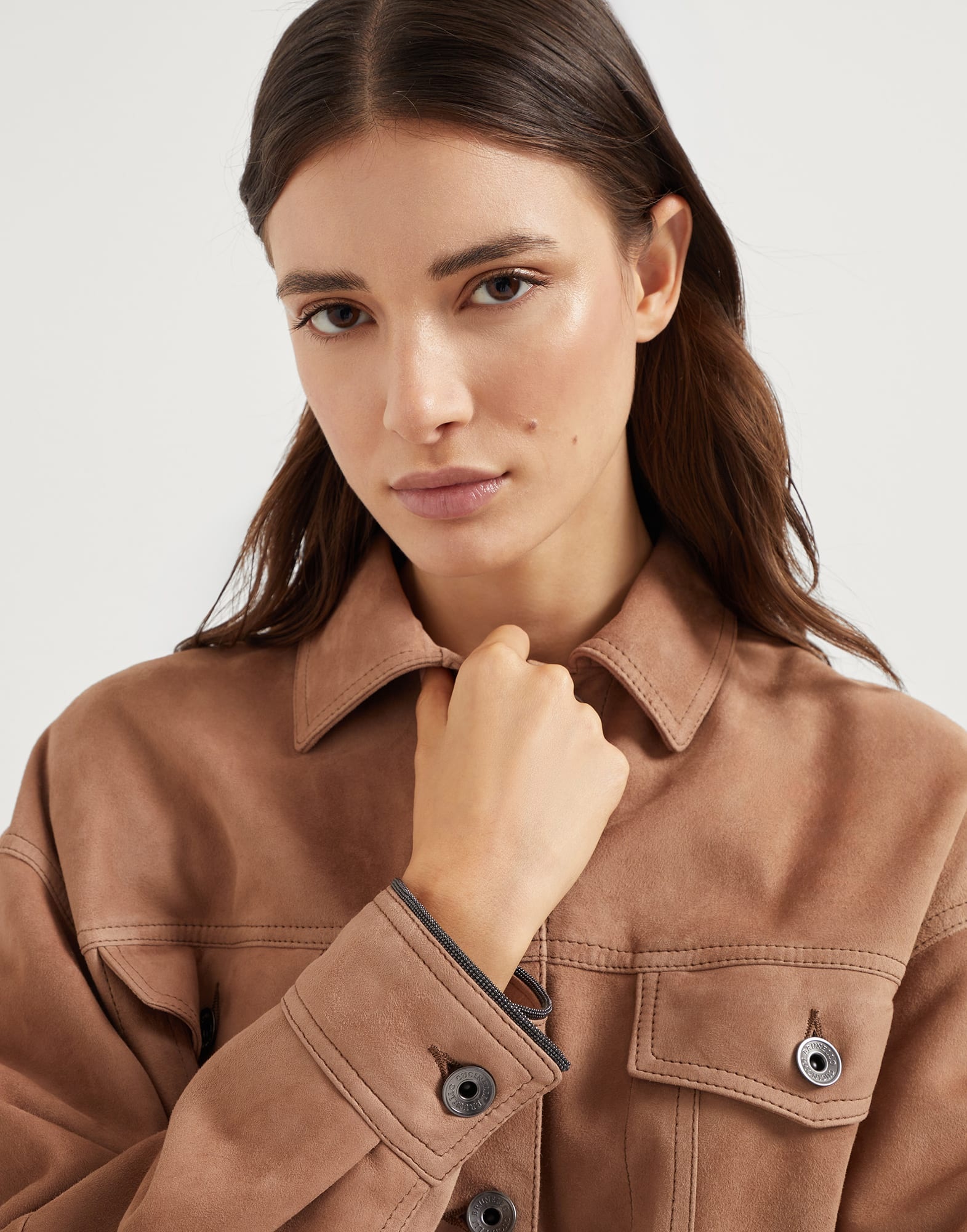Couture suede four-pocket jacket with shiny cuffs - 3
