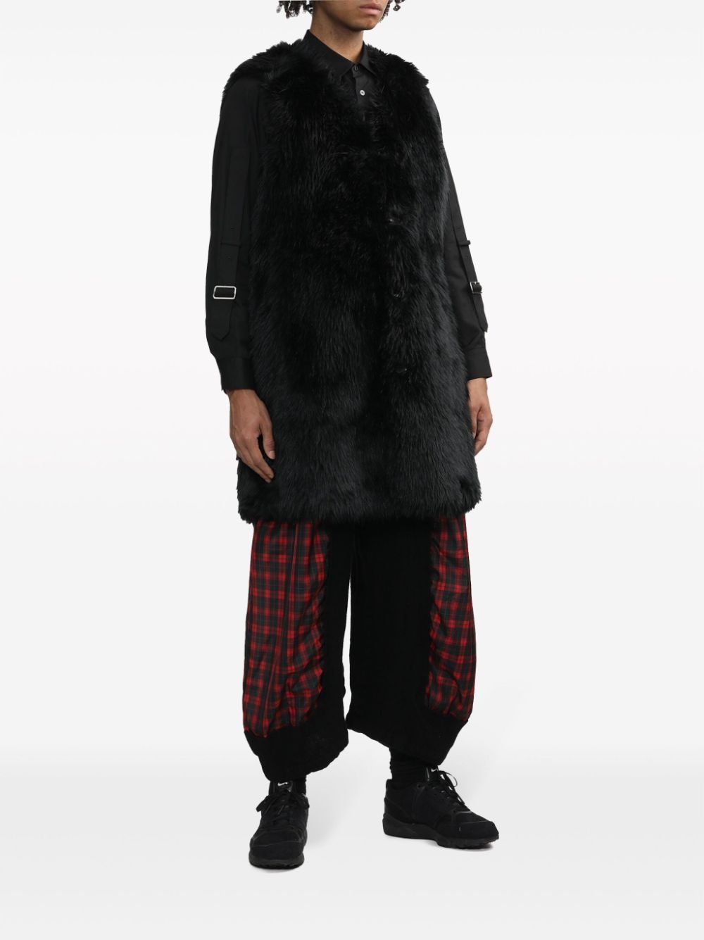tartan-check panel trousers - 3