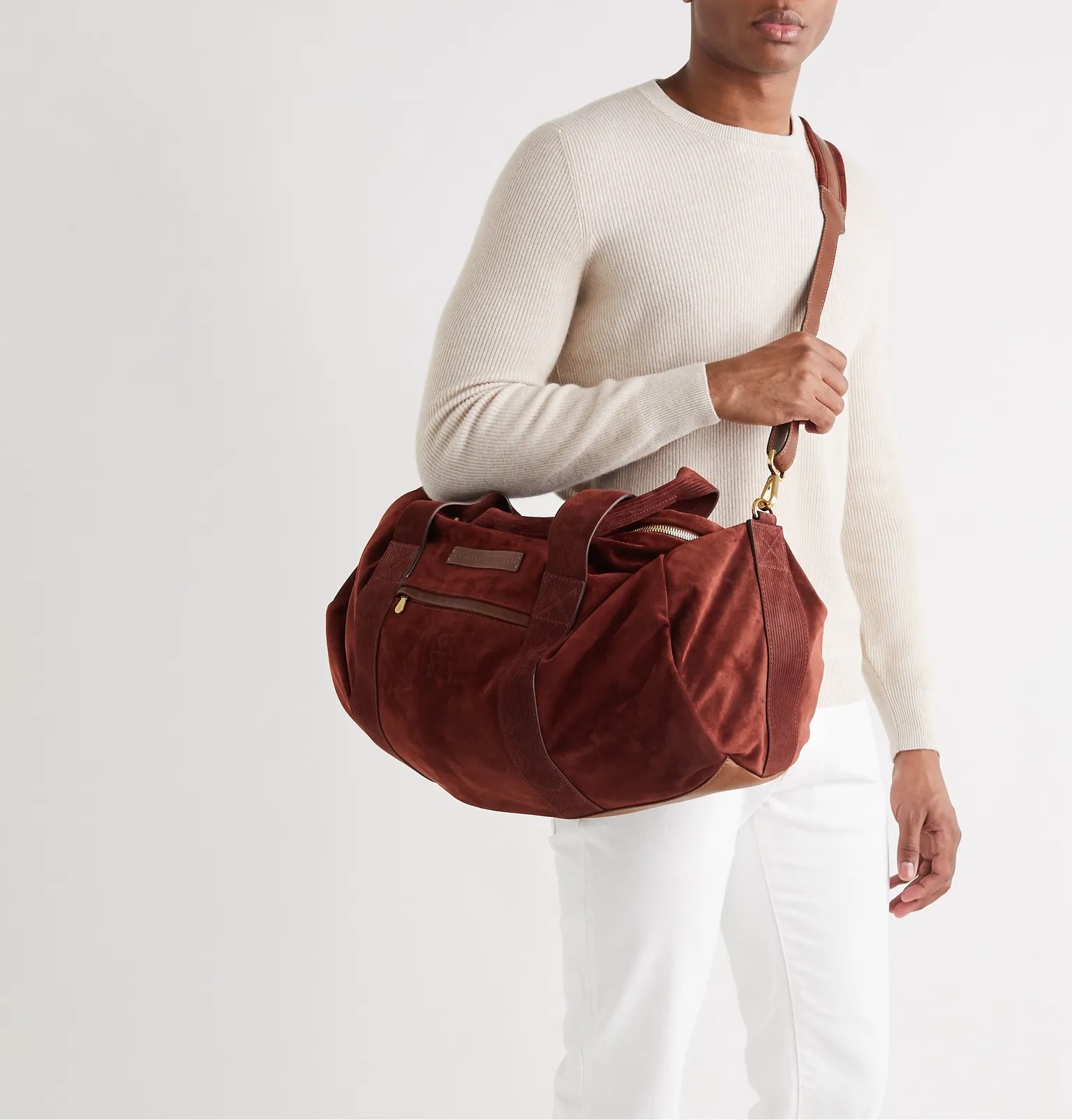 Leather-Trimmed Suede Holdall - 6