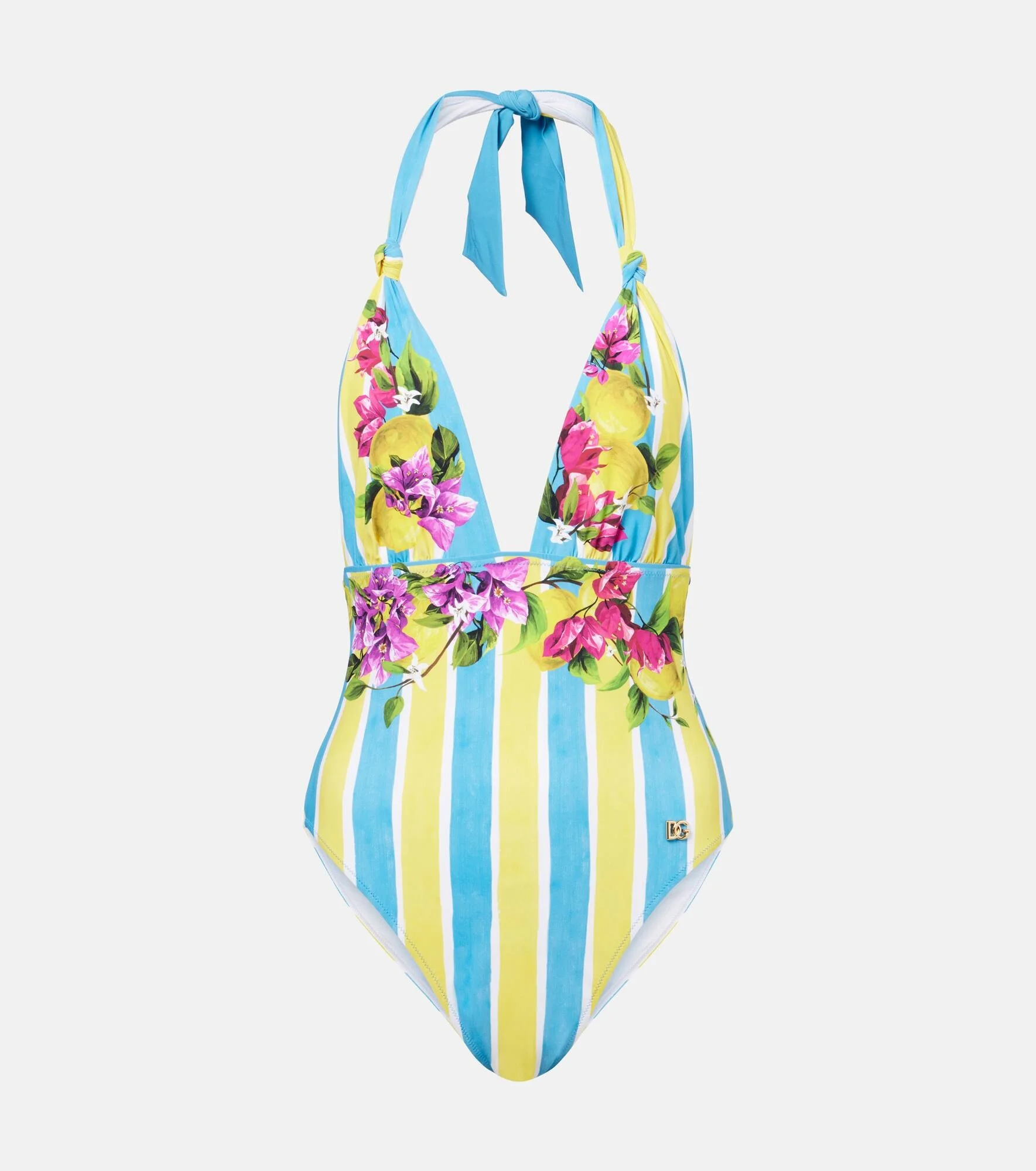 Printed halterneck swimsuit - 1
