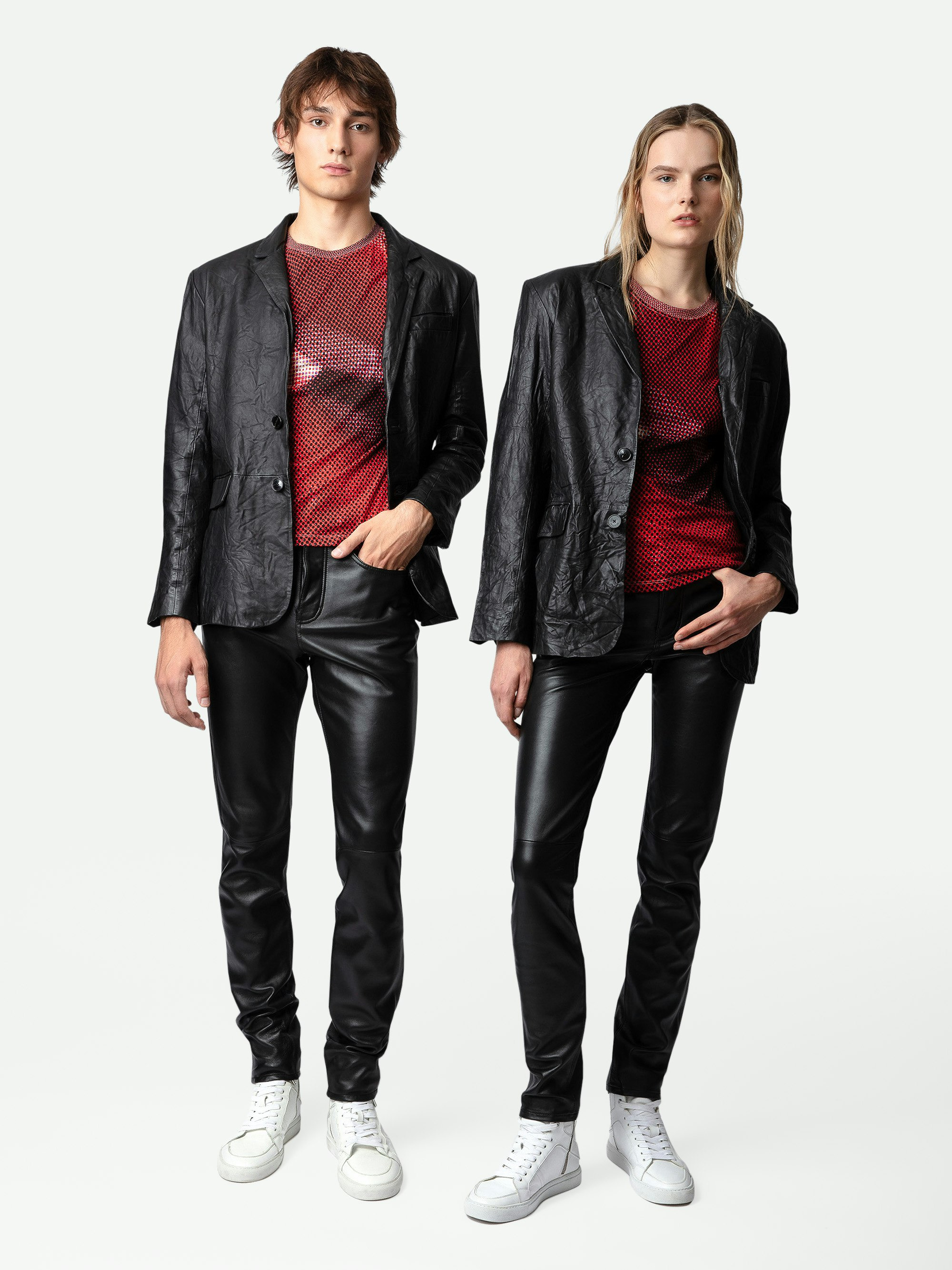 Valfried Crinkled Leather Blazer - 2