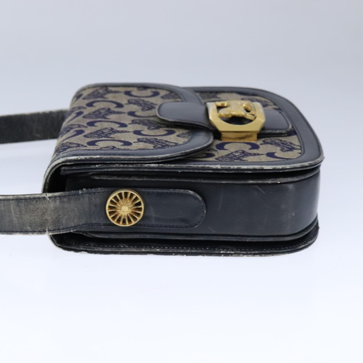 CELINE C Sulky Shoulder Bag Canvas Leather Navy - 4