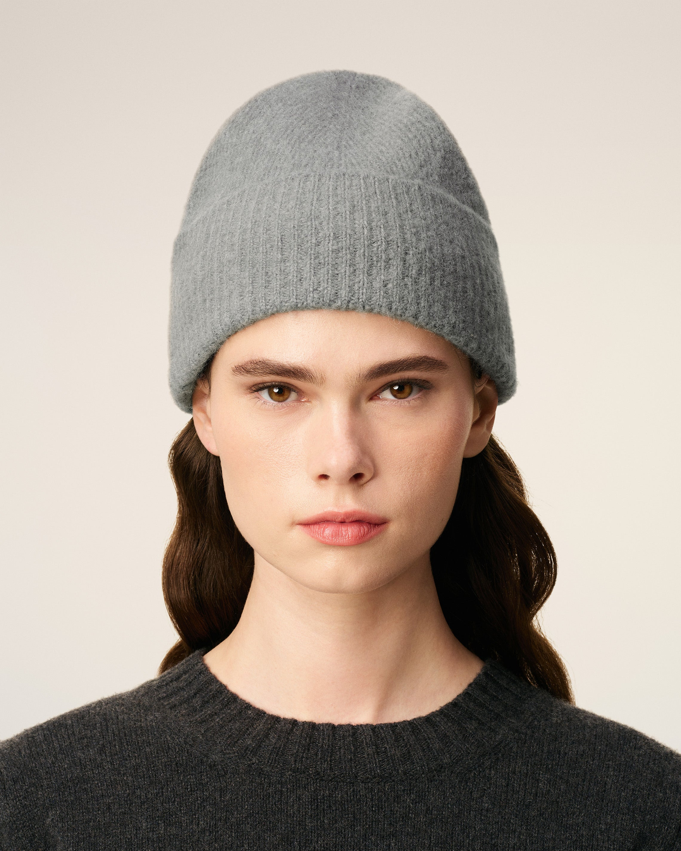 GREY ALPACA STRIPED AMI DE COEUR BEANIE - 2