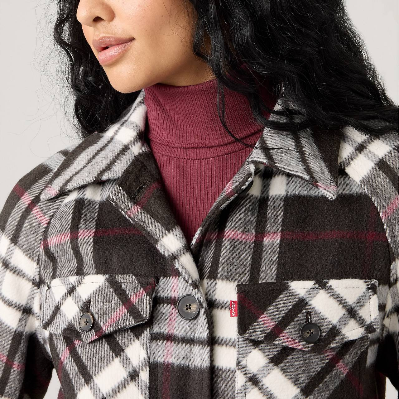 WOOL BLEND RAGLAN SLEEVE SHIRT JACKET - 4