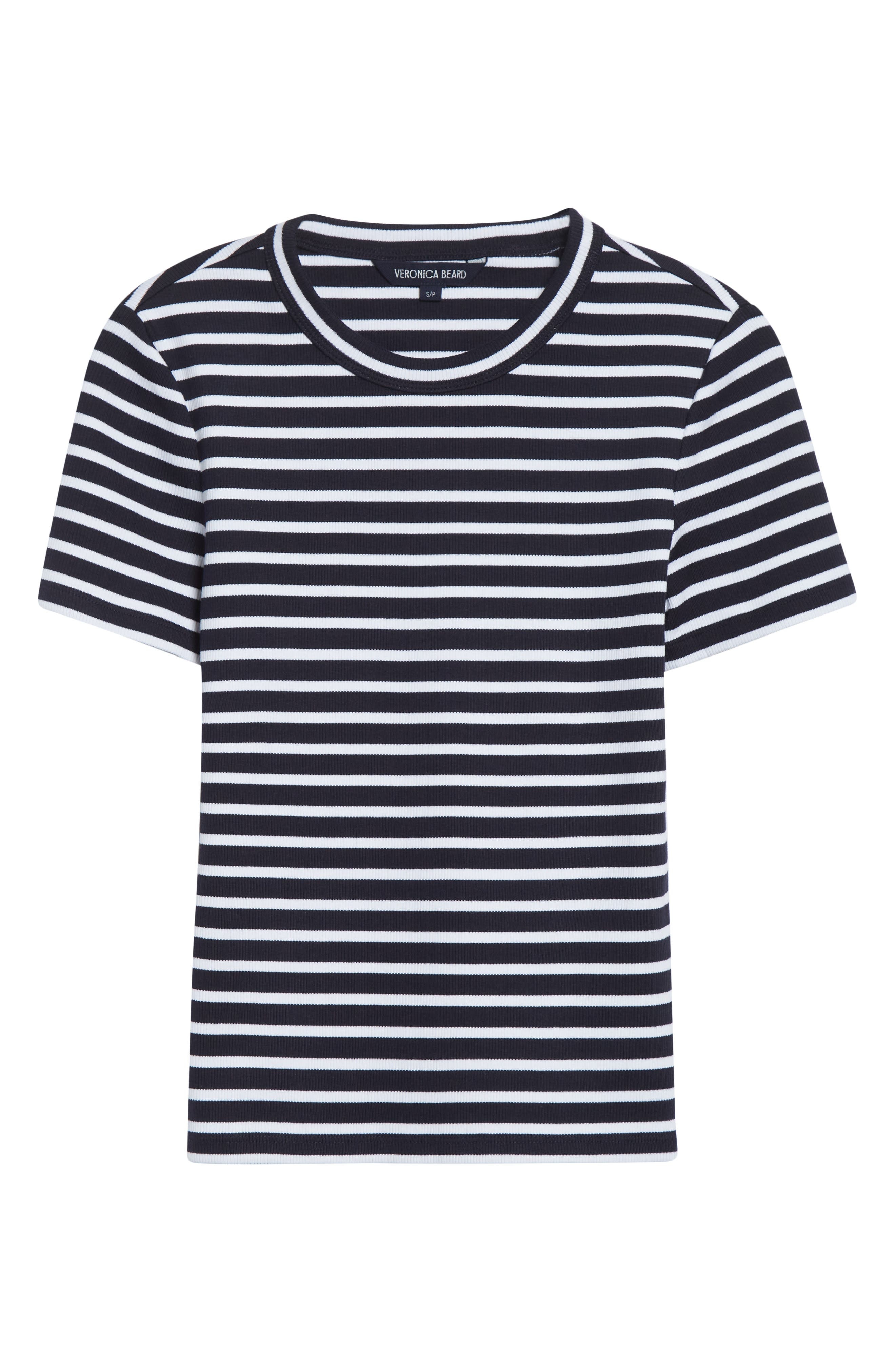 Veronica Beard Pruitt Stripe Stretch Cotton T-Shirt in Navy White at Nordstrom - 6