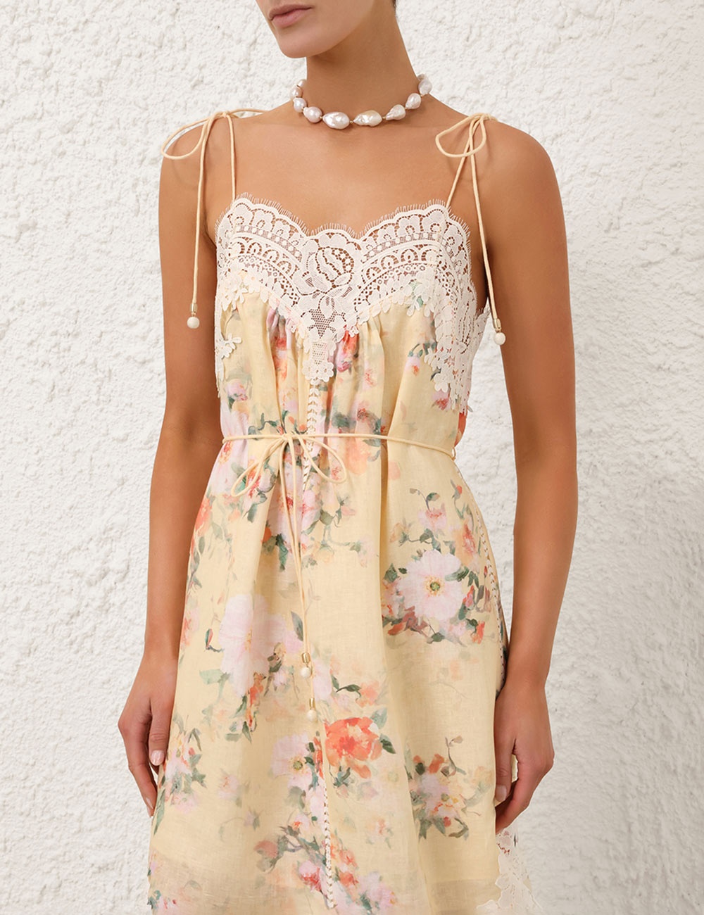 【Zimmermann】EVERLEY LACE TRIM SLIP DRESS サマードレス Zimmermann Everley Lace Trim Slip Dress in Yellow