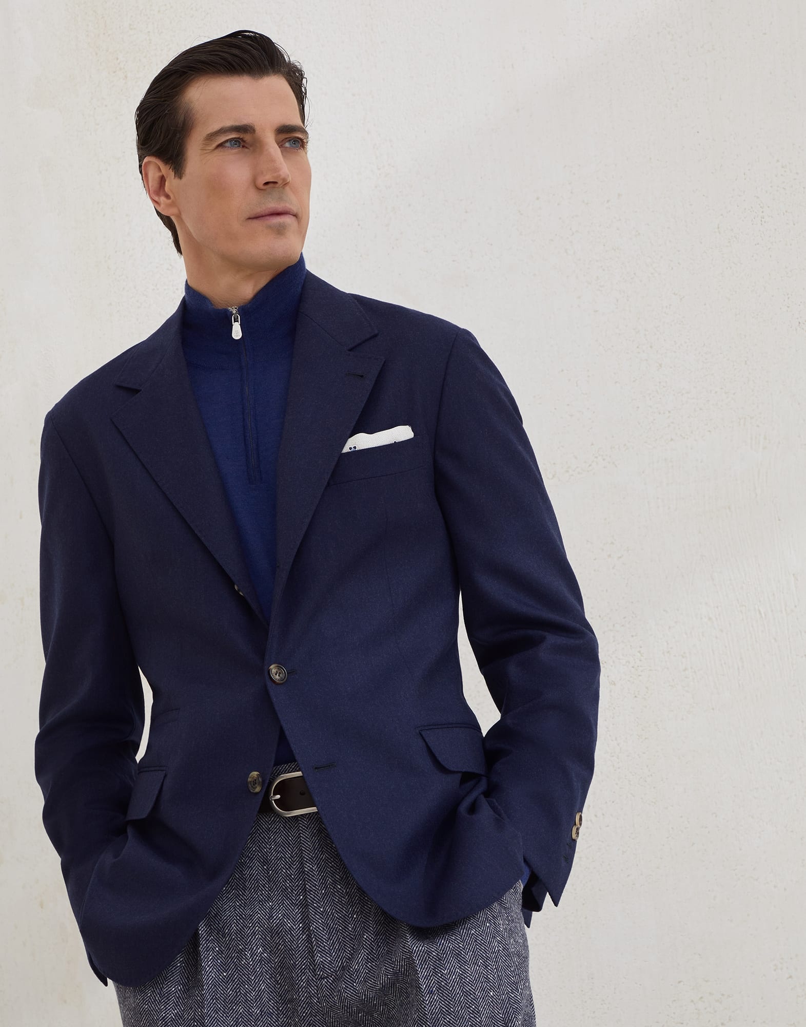 Virgin wool flannel deconstructed blazer - 4