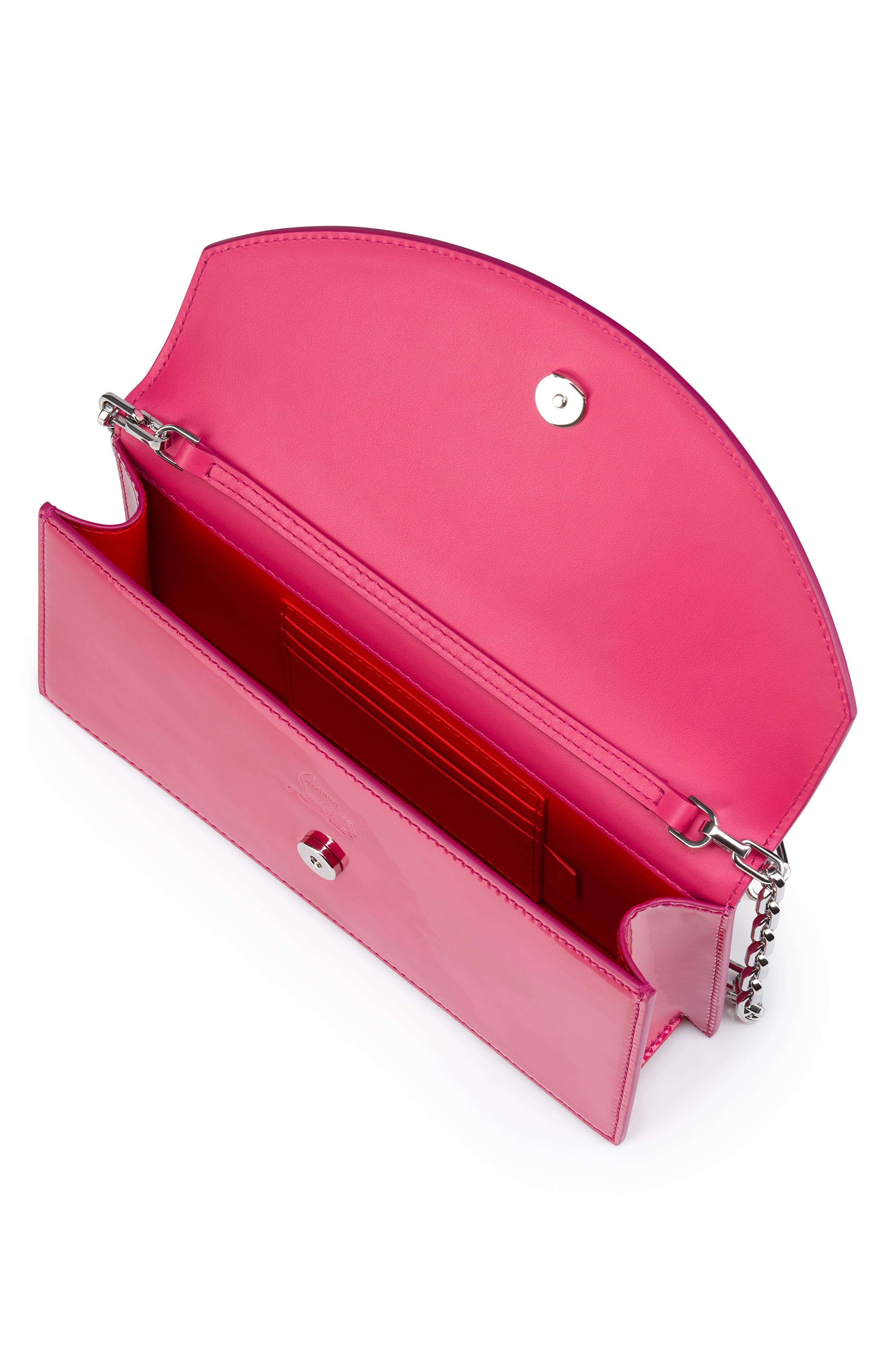 Christian Louboutin Loubi54 Patent Leather Clutch in Pinup/Silver at Nordstrom - 4