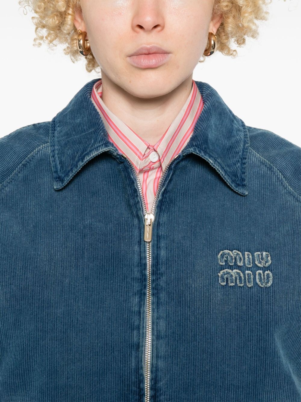 logo-appliqué corduroy bomber jacket - 5