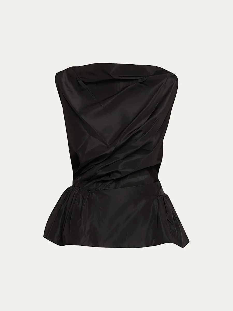 Sleeveless Draped Peplum Top - 1