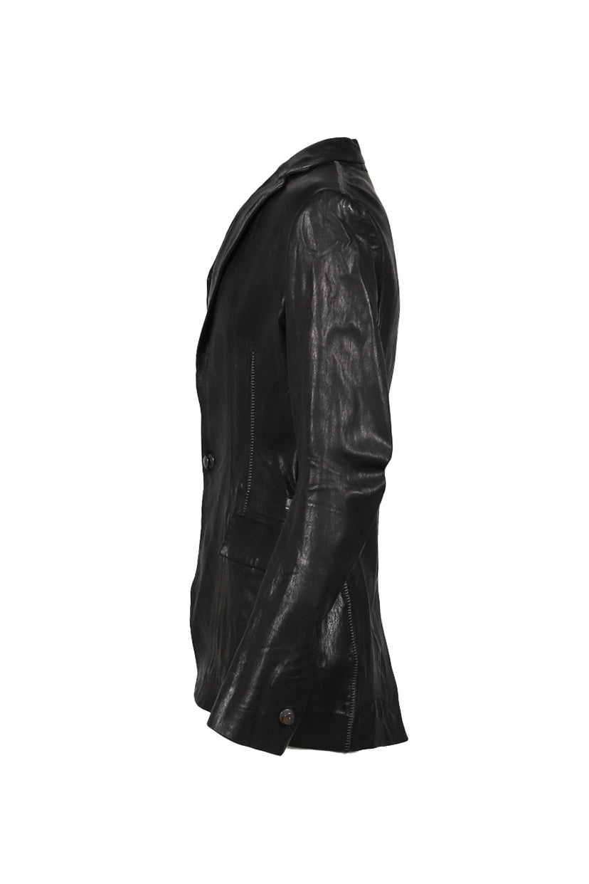 PIONNIER STRETCH LEATHER CLASSIC BLAZER / NOIR - 3