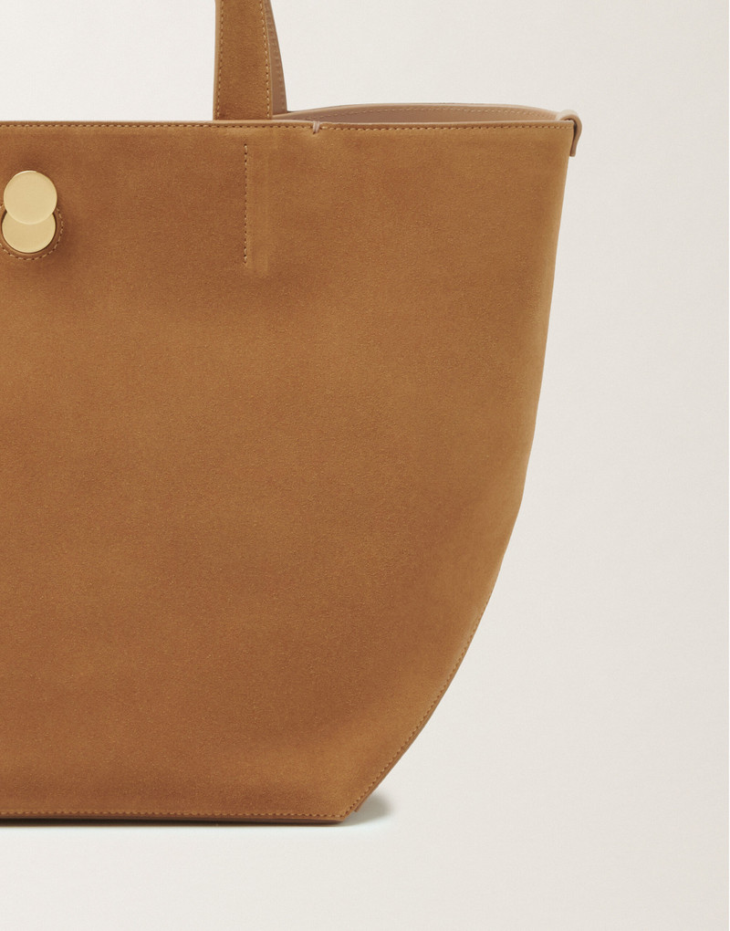 Medium Eclissi suede and wicker tote bag 4