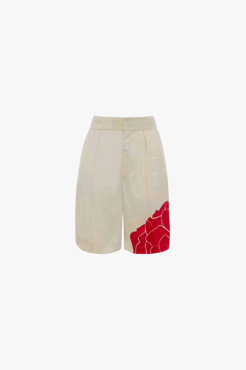 Tailored Shorts In Red Floral Print 1
