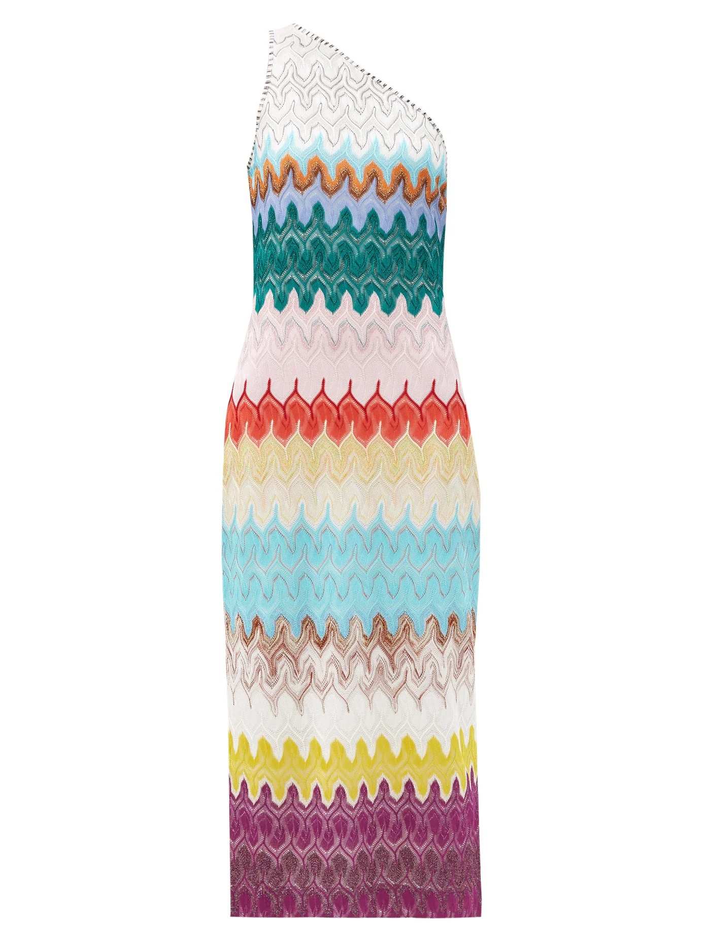 One-shouder knitted midi dress - 1