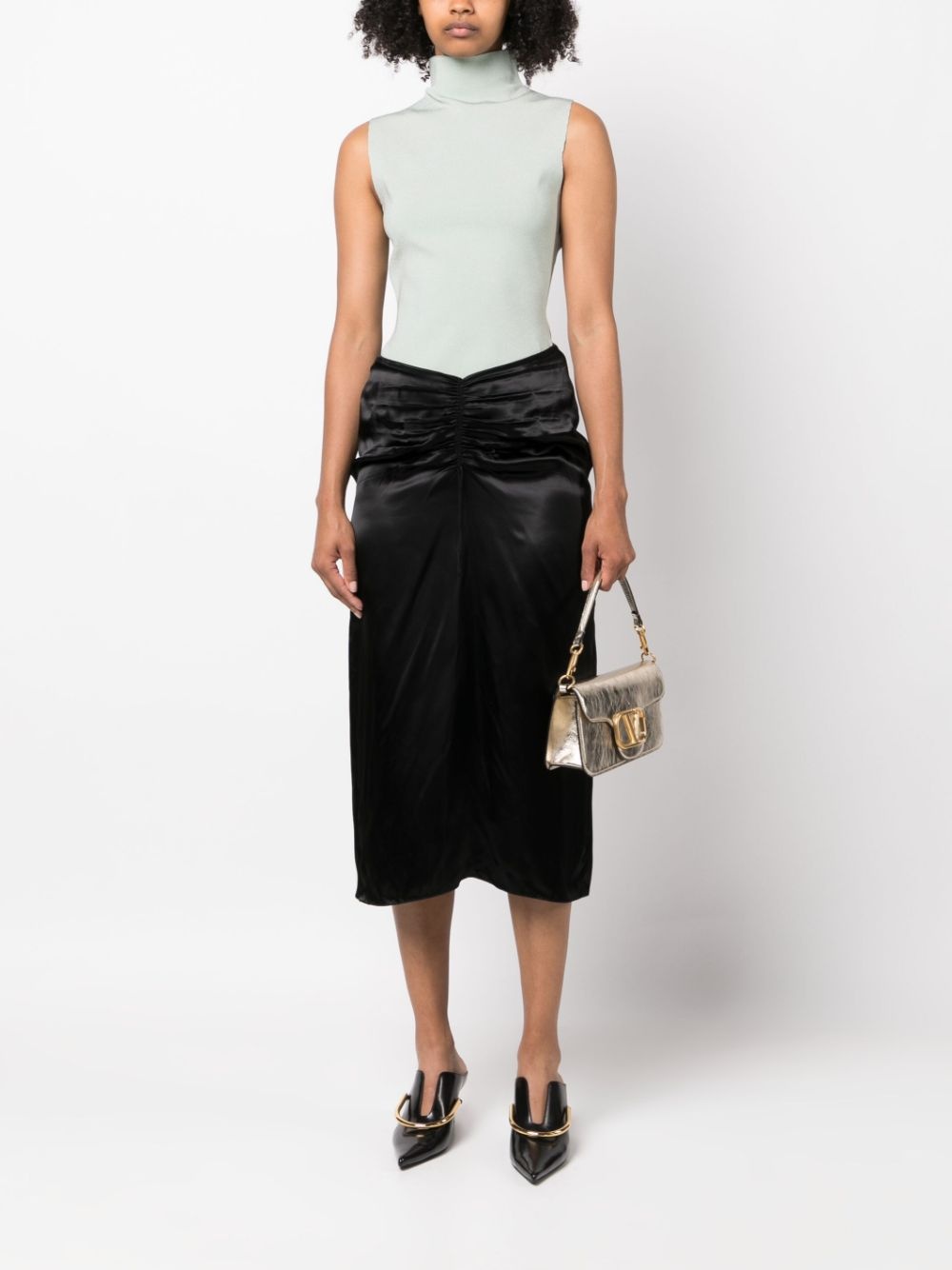 gathered-waist midi skirt - 2