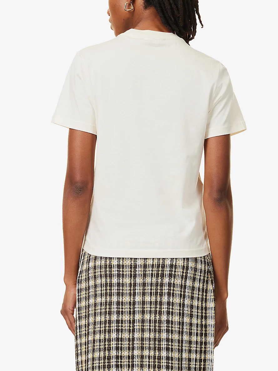 Round-neck brand-embellished cotton-jersey T-shirt - 4