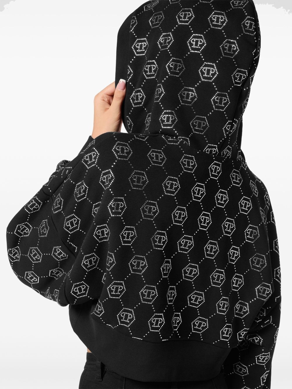 monogram cropped hoodie - 5