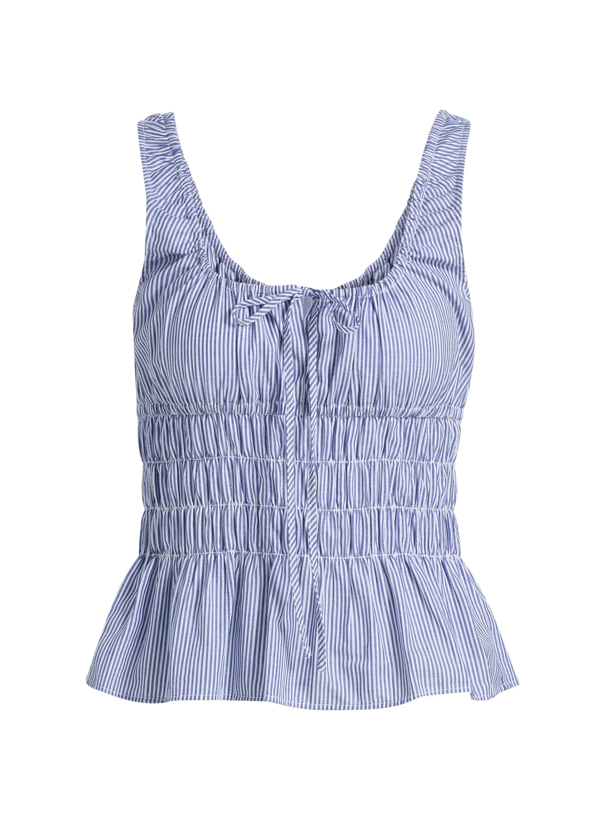 Women's Gigi Smocked Striped Cotton Sleeveless Top - Stripe - 1