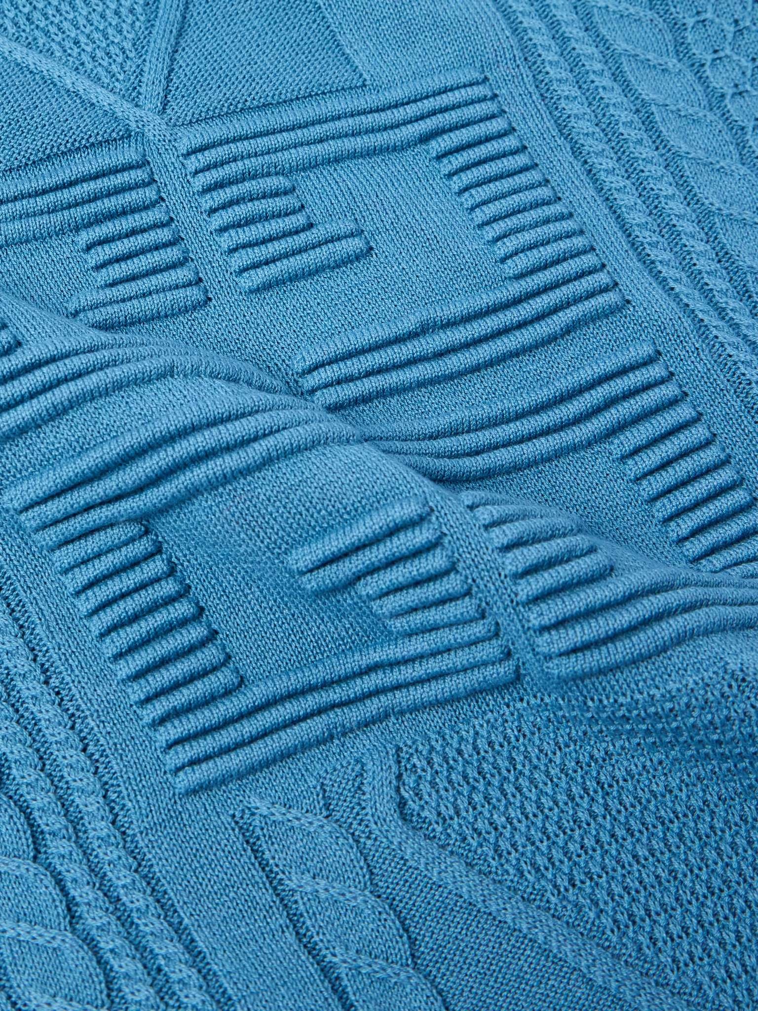 Logo-Jacquard Cable-Knit Cotton Sweater - 4