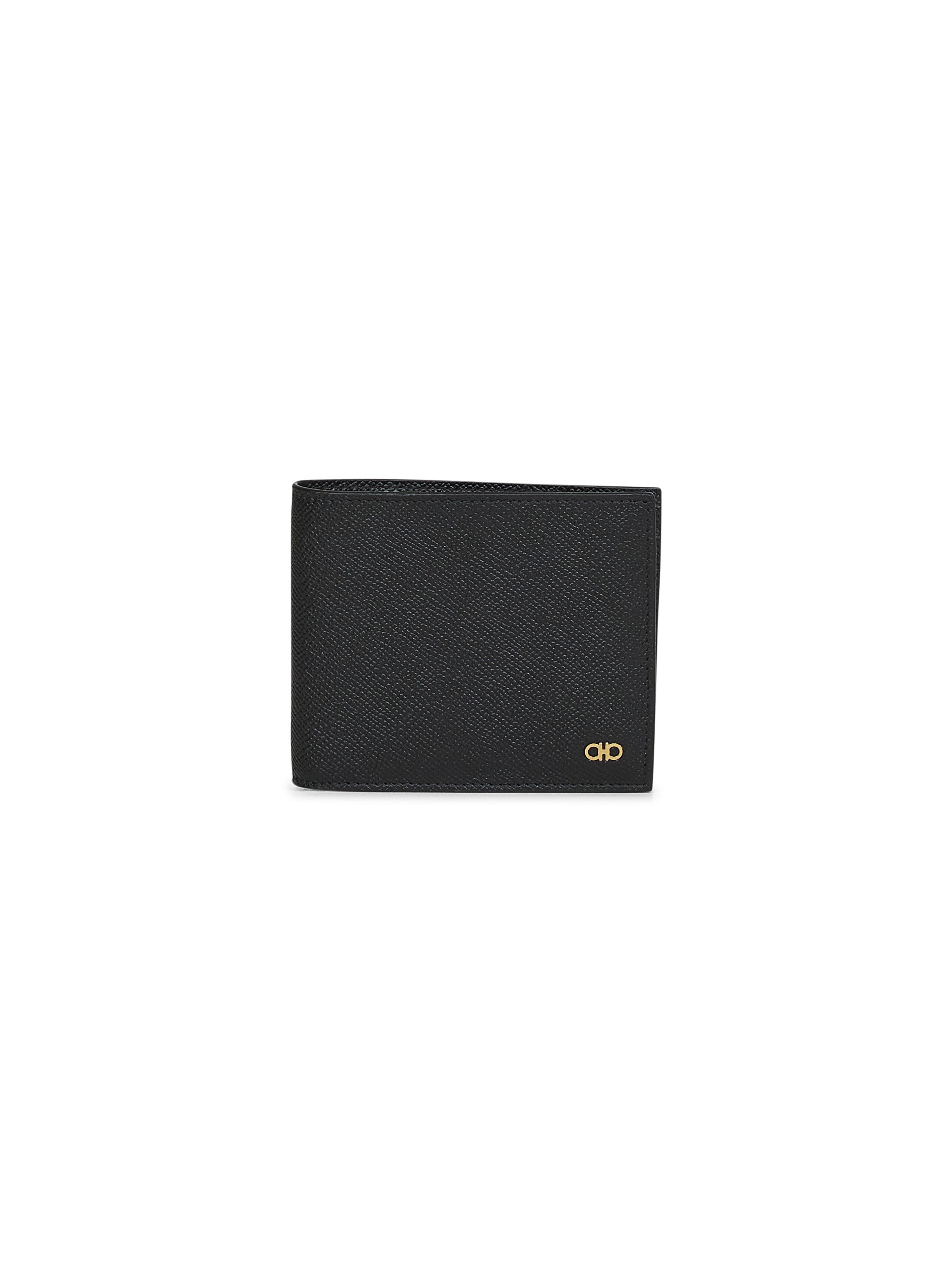 Black hammered calfskin Gancini wallet - 1