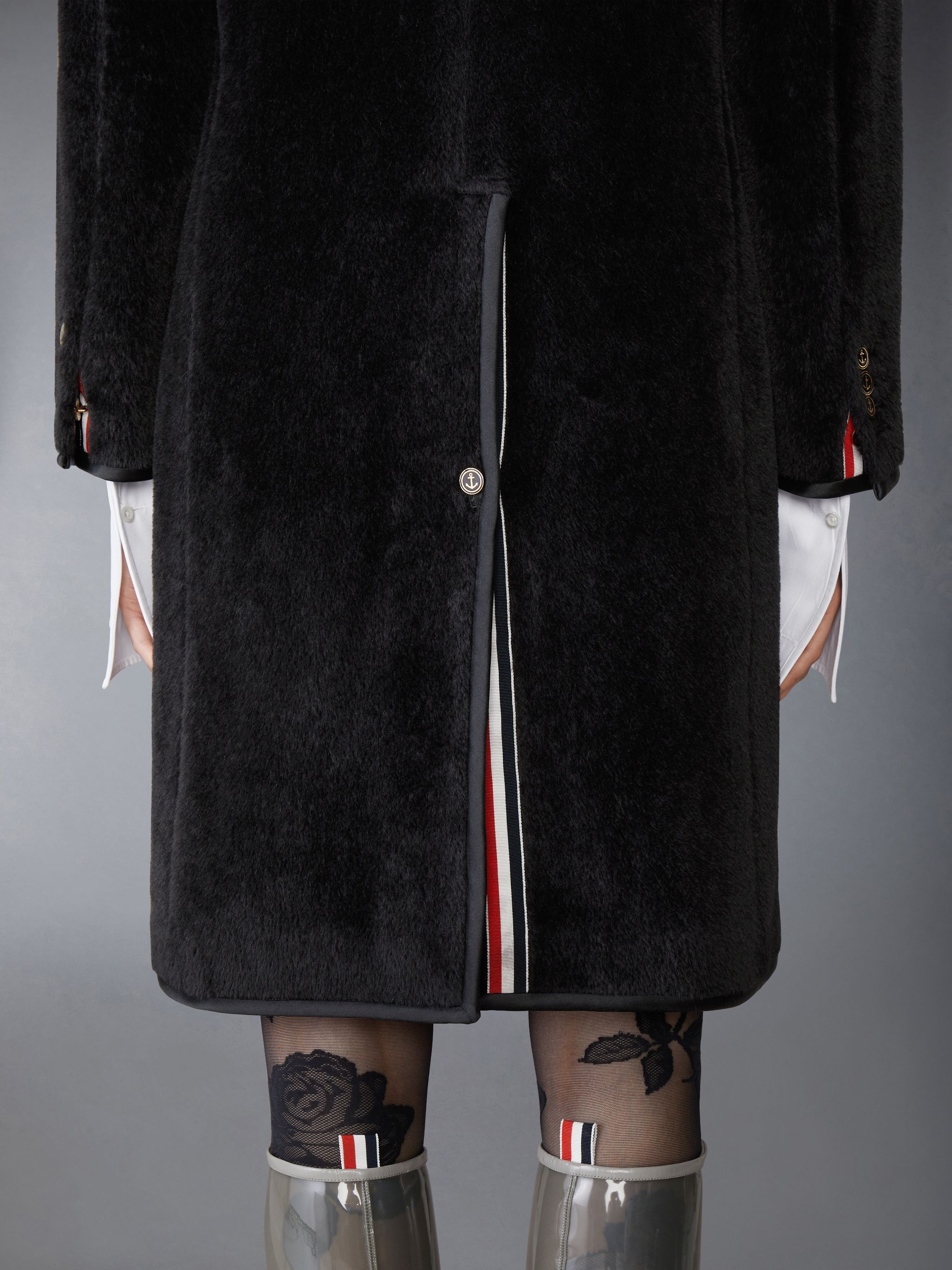 Brushed Alpaca Wool Satin Tipping Soft Shoulder Overcoat - 5