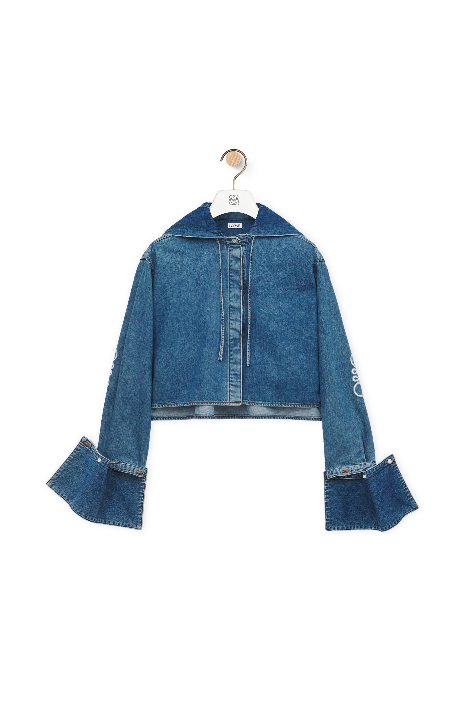 Loewe Cropped hooded shirt in denim | REVERSIBLE