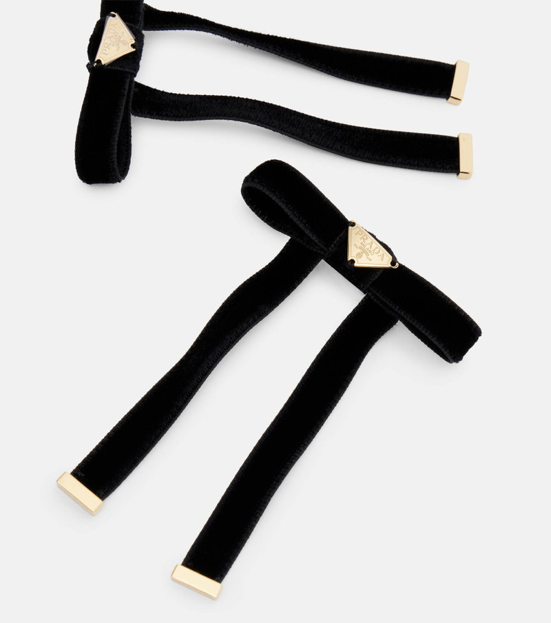 Prada Set of 2 bow-detail velvet barrettes outlook