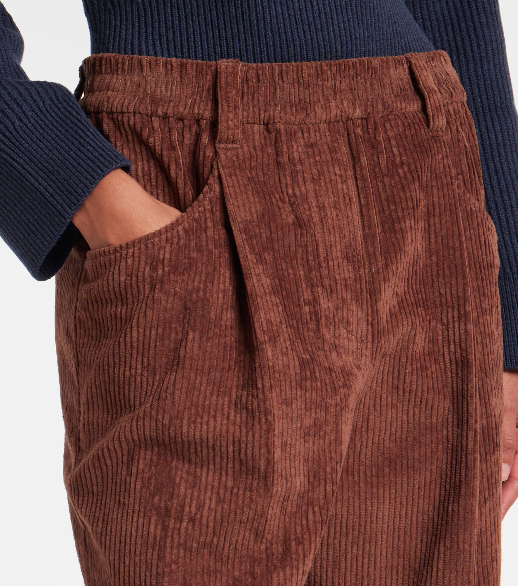 Cotton corduroy wide-leg pants - 4