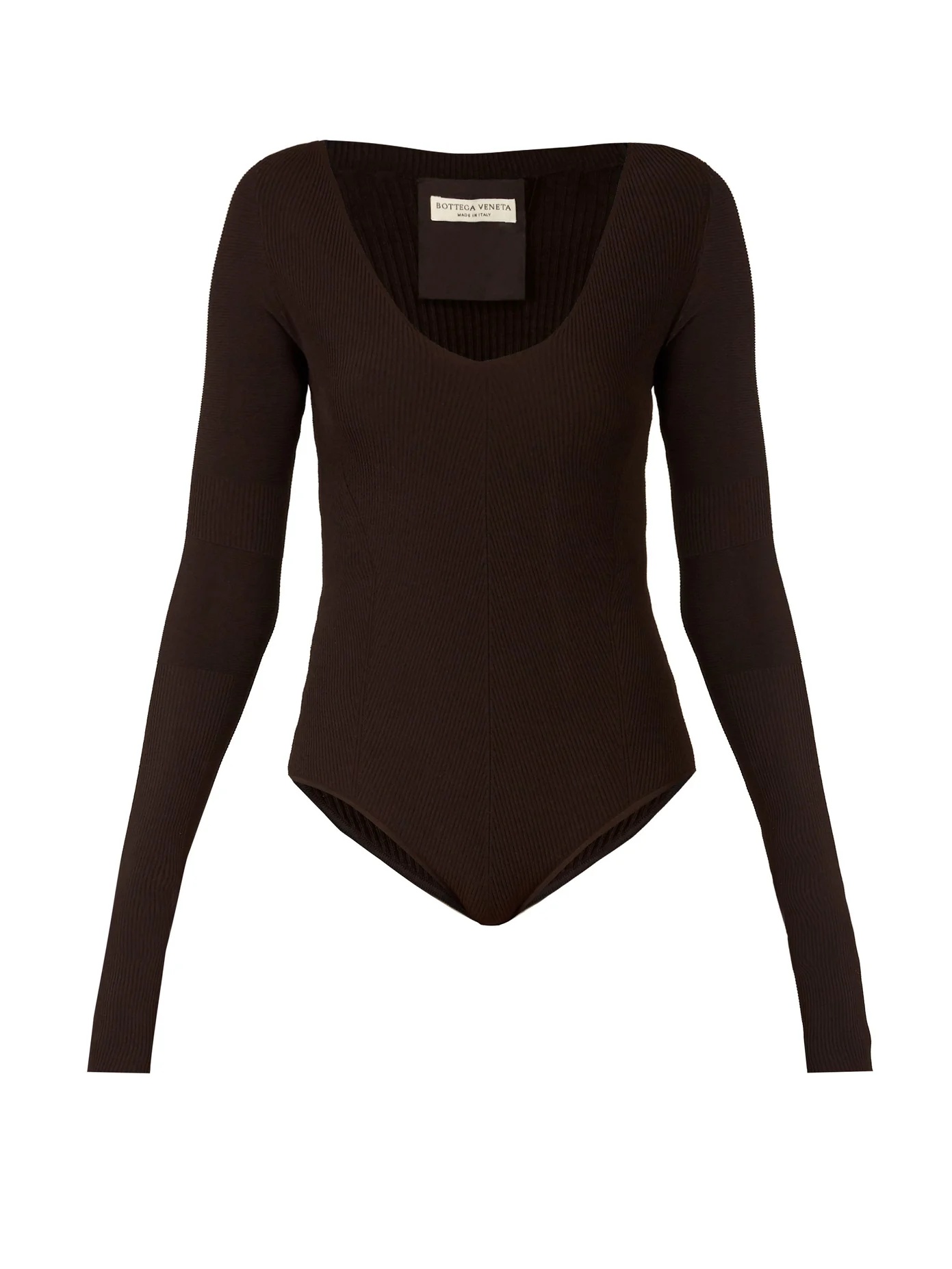 Long-sleeved ribbed-knit jersey bodysuit - 1