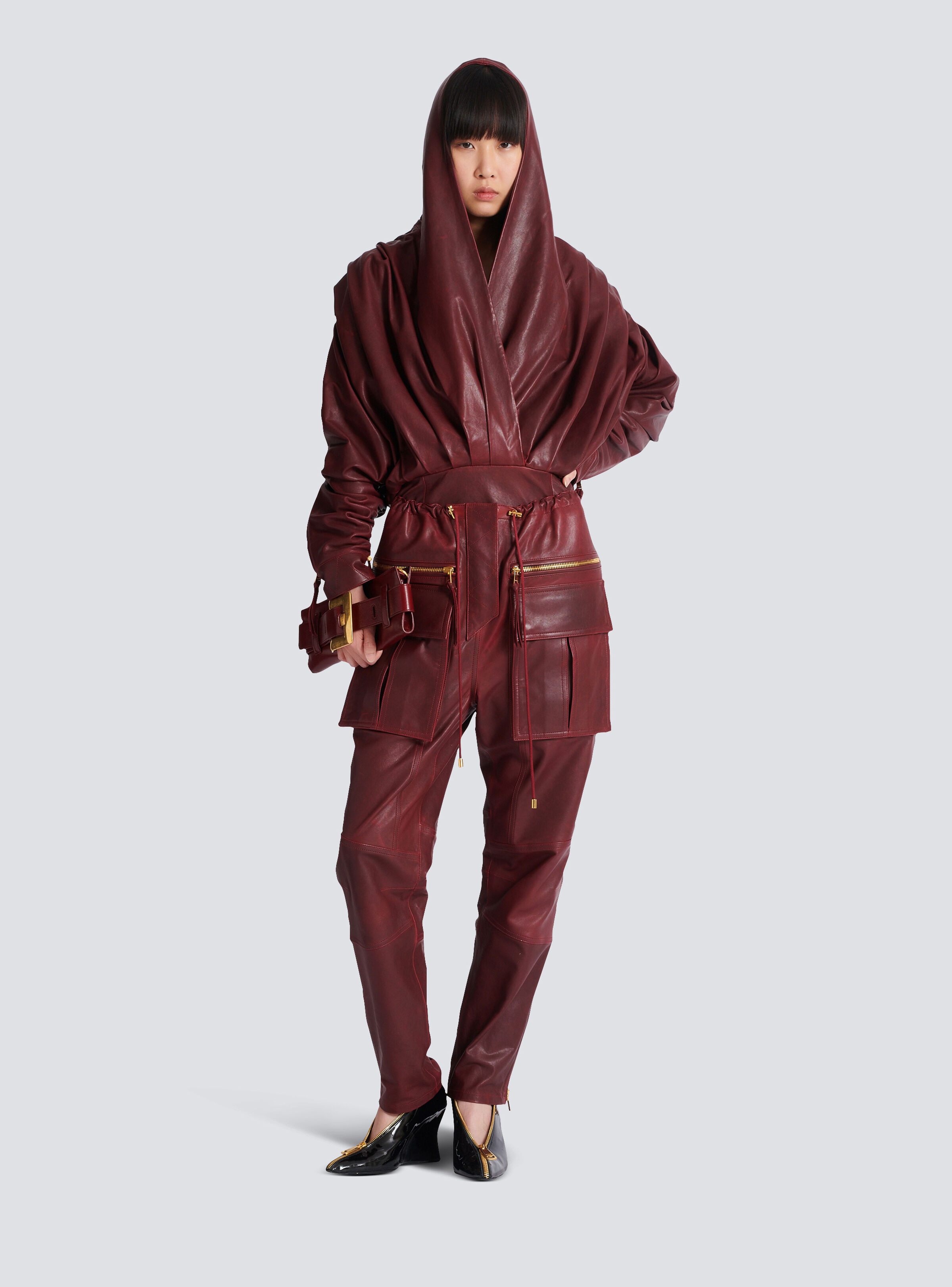Lambskin leather cargo pants - 2