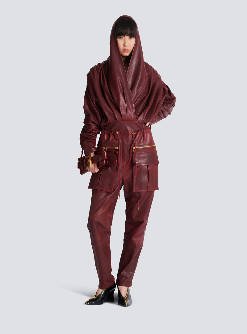 Balmain Lambskin leather cargo pants outlook