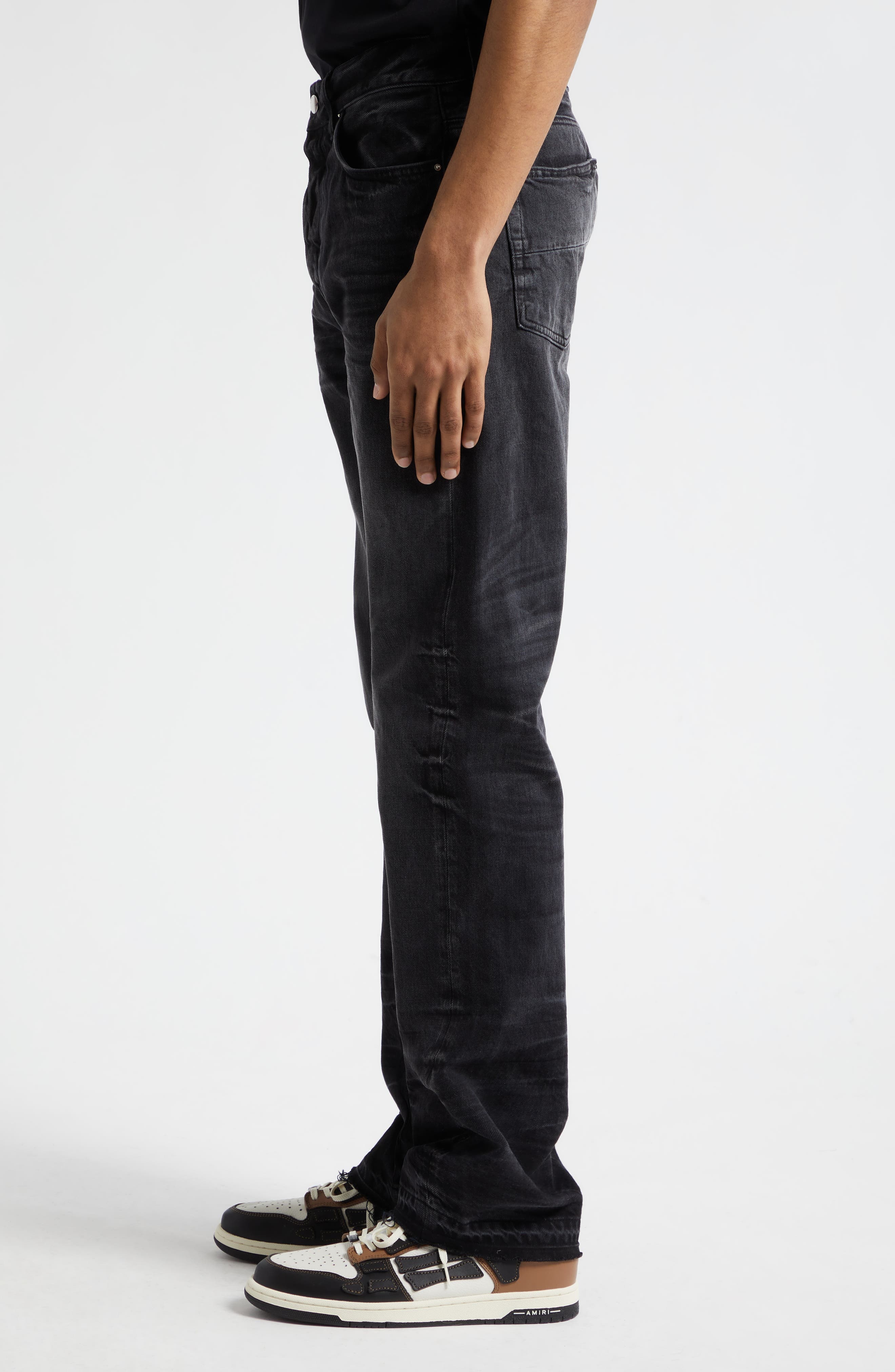 Frayed Release Hem Straight Leg Jeans - 4