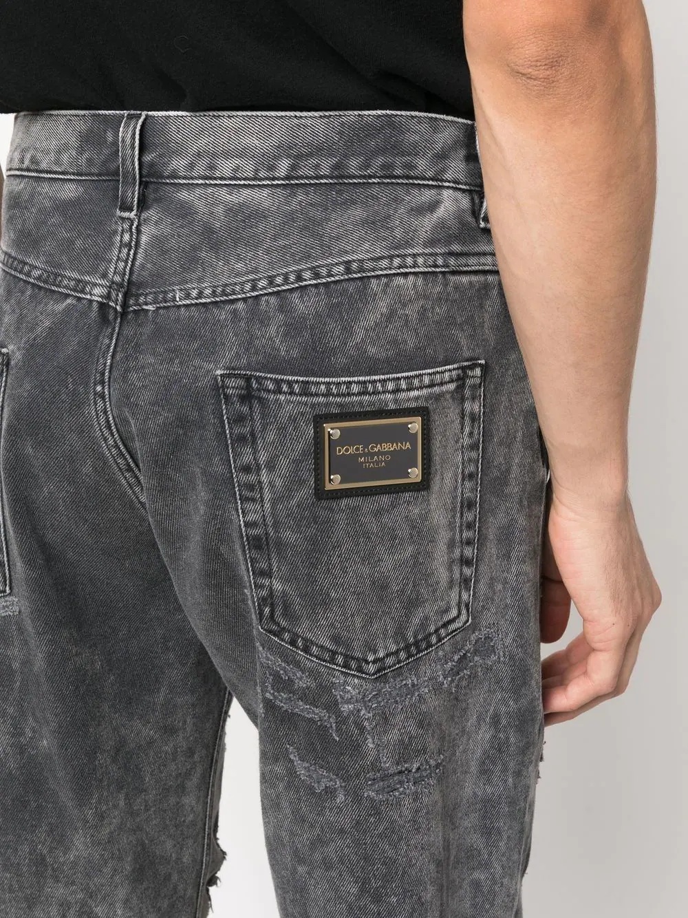 distressed-finish straight-leg jeans - 5