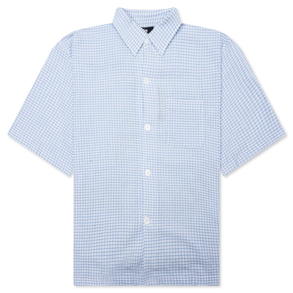 FLAT BOTTOM CRINKLED SHIRT - BLUE CHECK - 1