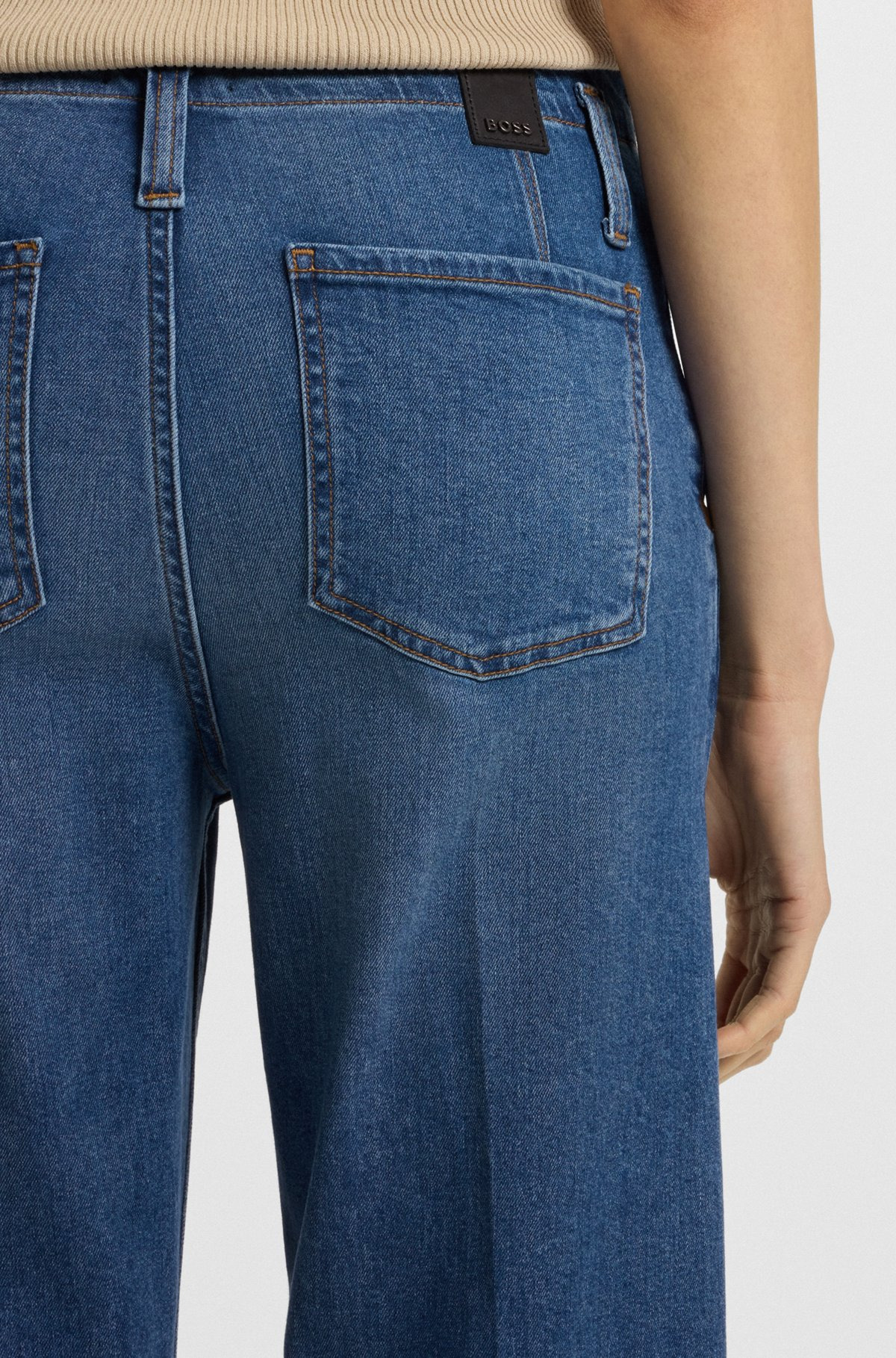 REGULAR-FIT JEANS IN MID-BLUE ITALIAN STRETCH DENIM - 5