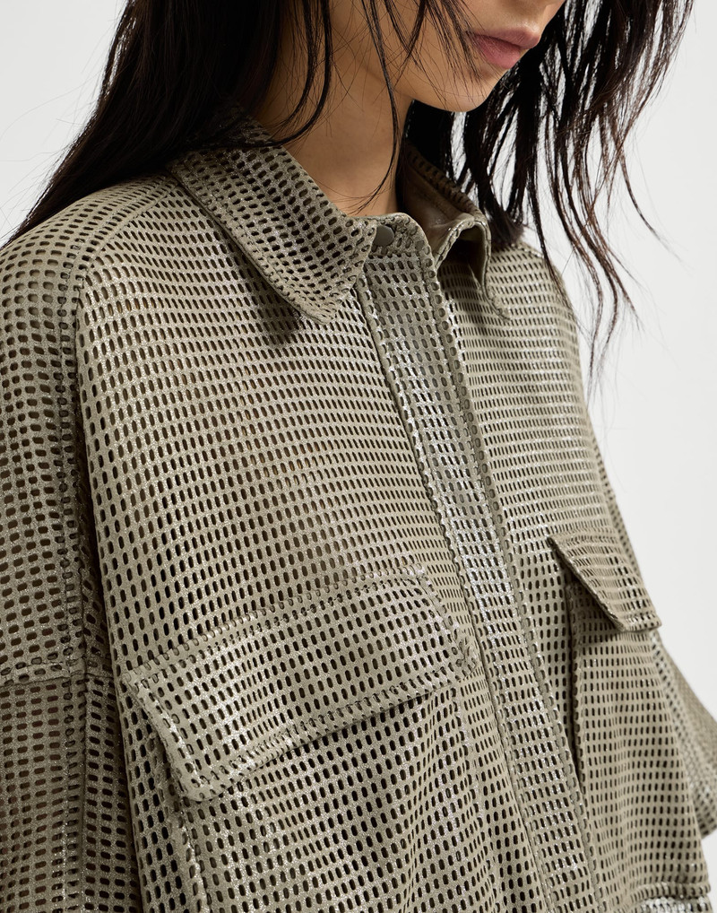 Sparkling leather net shirt 4