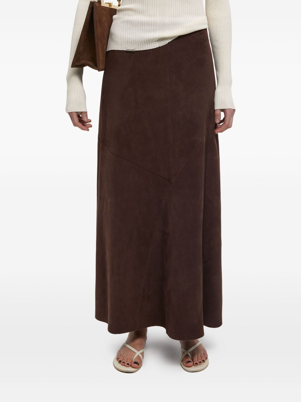 leather A-line midi skirt - 4