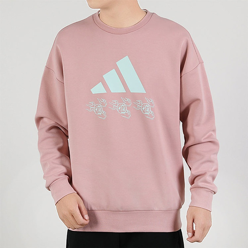 adidas adidas Sports Round Neck Long Sleeves Pullover Pink Red GM4447 outlook