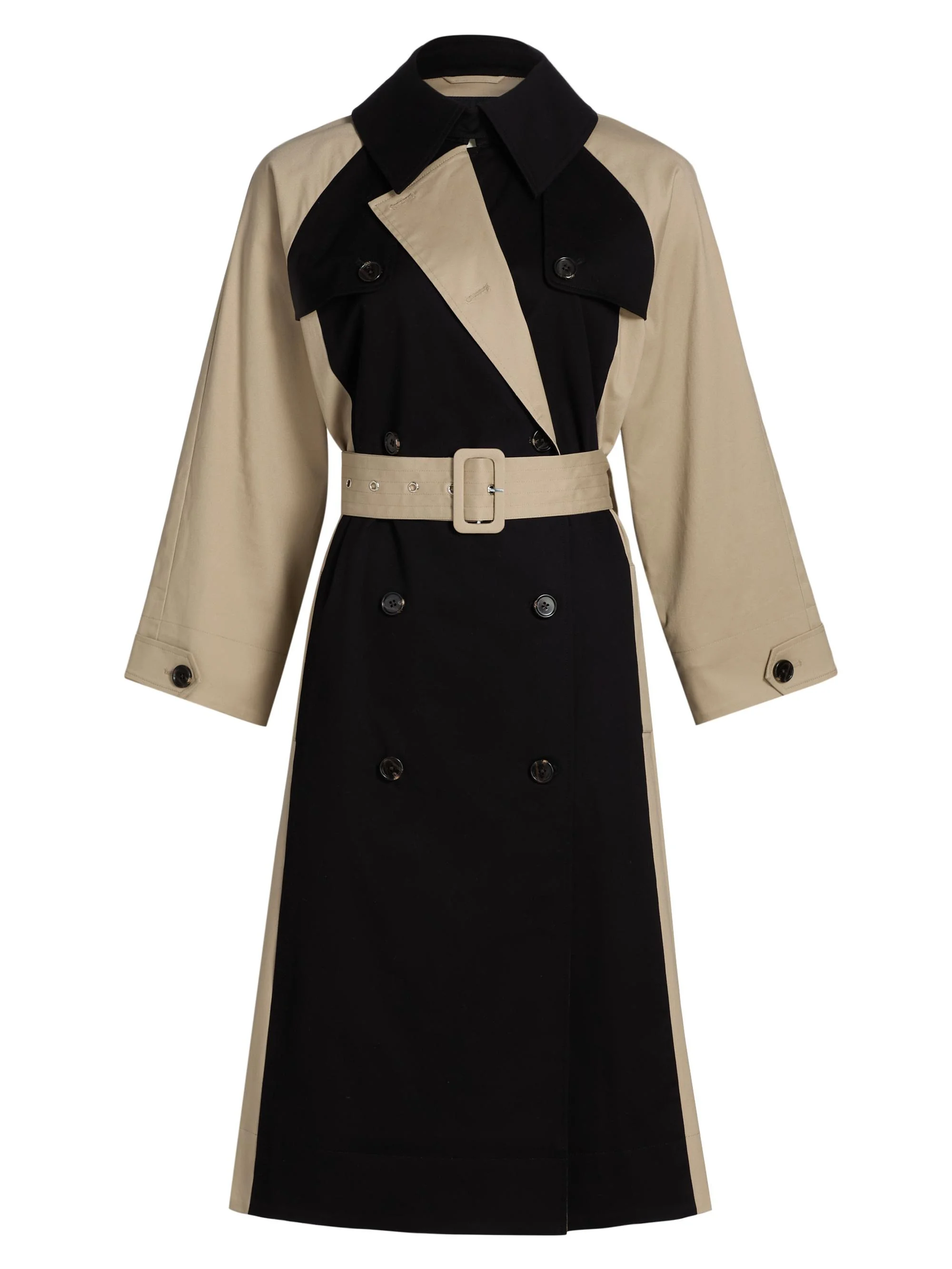 Women's Maud Belted Colorblocked Coat - Black Taupe - 1