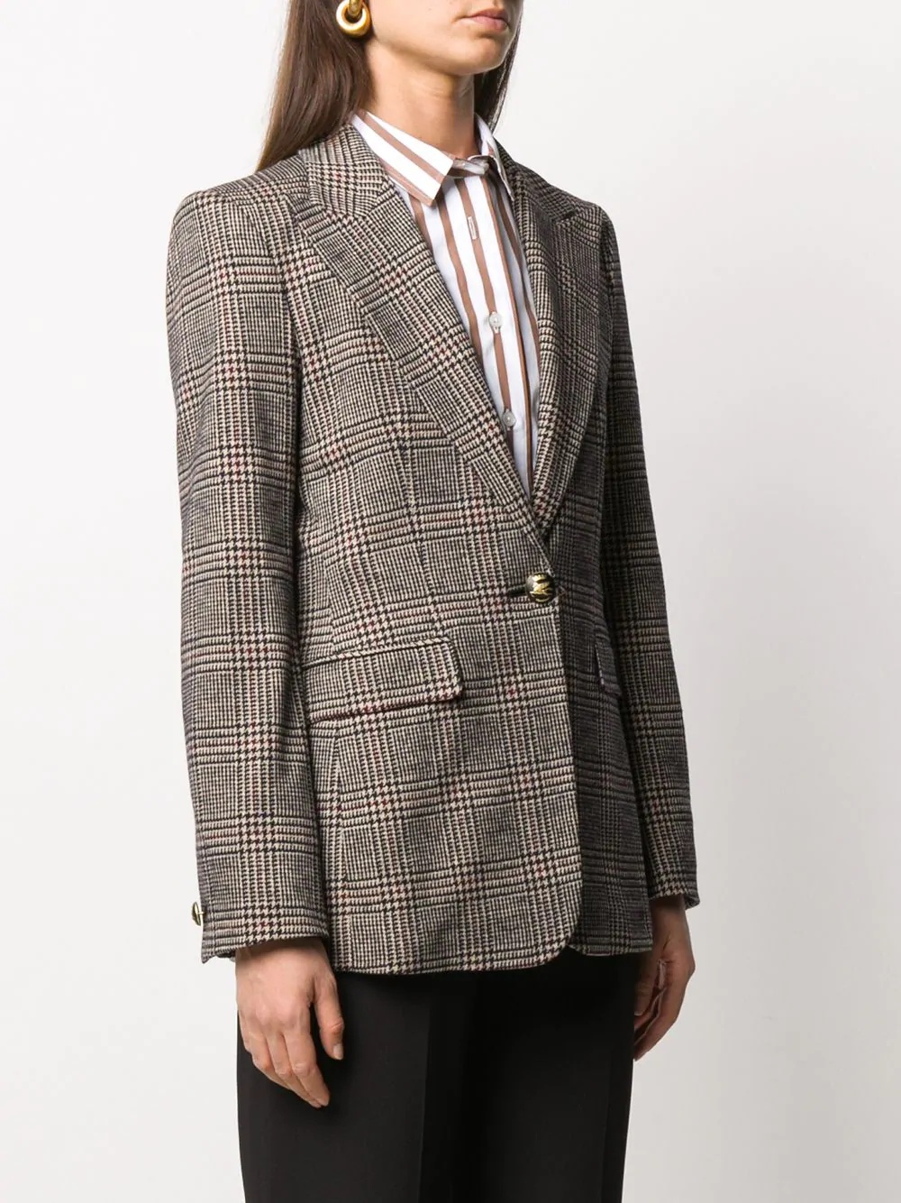 herringbone-check fitted jacket - 3