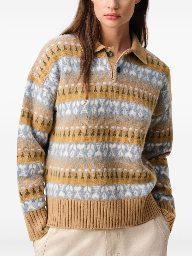 AMI Paris fair isle-knit polo sweater outlook