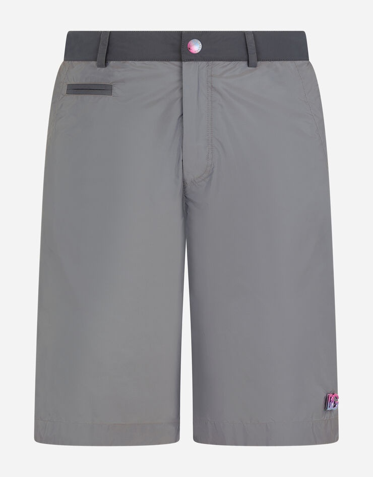 Mid-length swim trunks with metal DG logo - 1