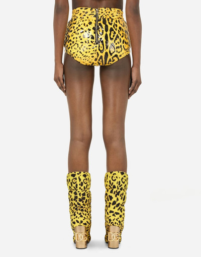 Dolce & Gabbana Foiled satin high-waisted panties with neon leopard print outlook