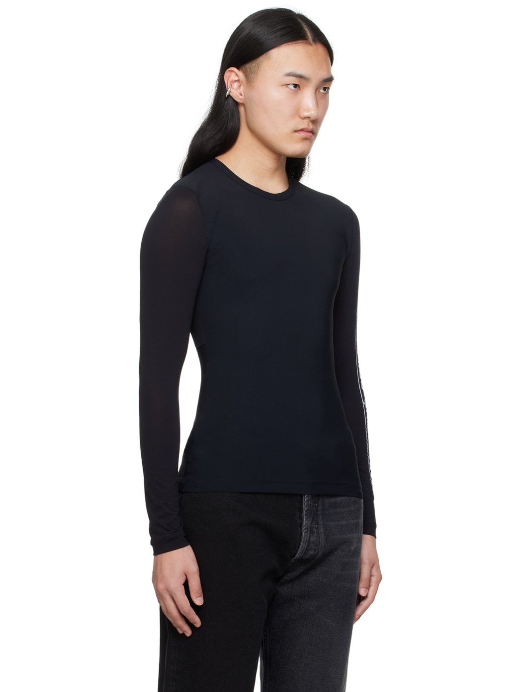 Black Paneled Long Sleeve T-Shirt - 3