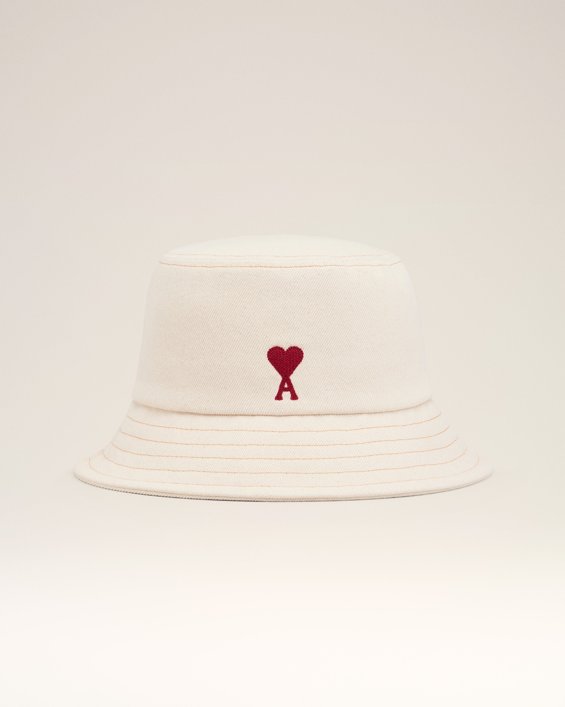 BEIGE COTTON AMI DE COEUR EMBROIDERY BUCKET HAT - 4