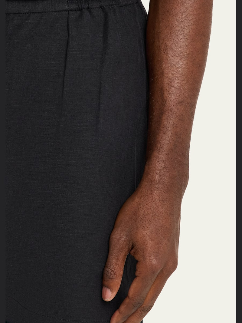 Men's Silk and Linen Double-Pleated Drawstring Shorts 5
