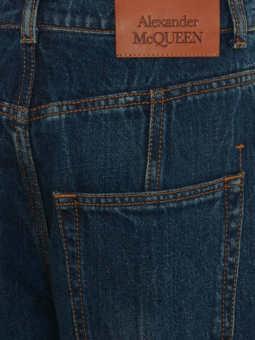 Wide Leg Denim Trouser in Dark Blue Wash - 5