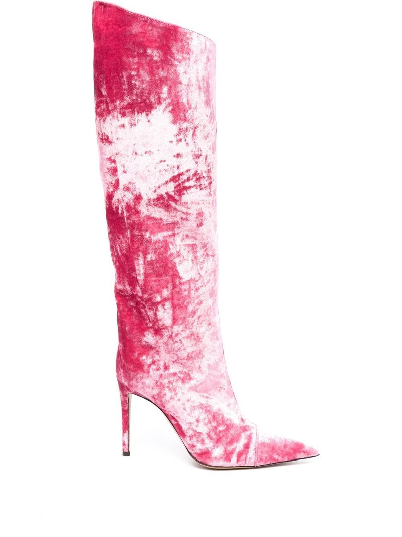 stiletto-heel velvet boots 1