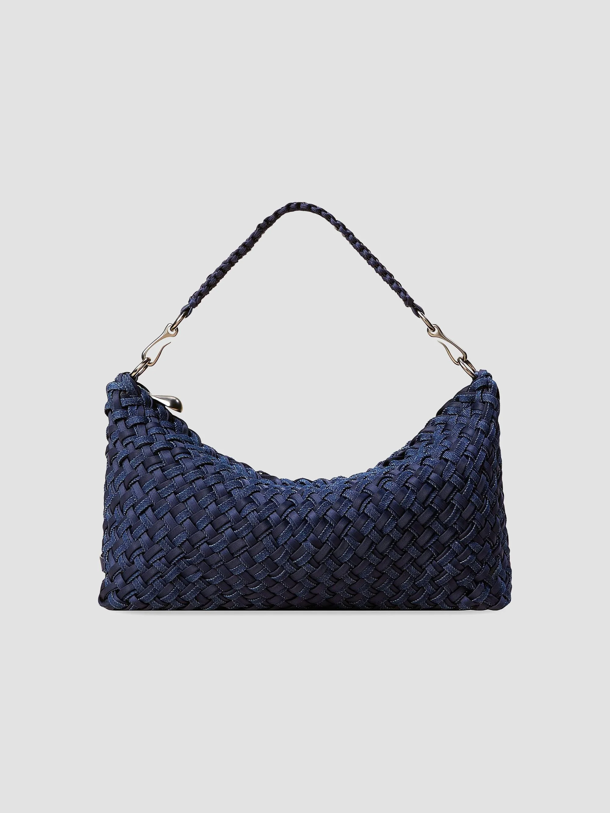 Women's Porto Small Double Weave Half Moon Shoulder Bag - Indigo - 1