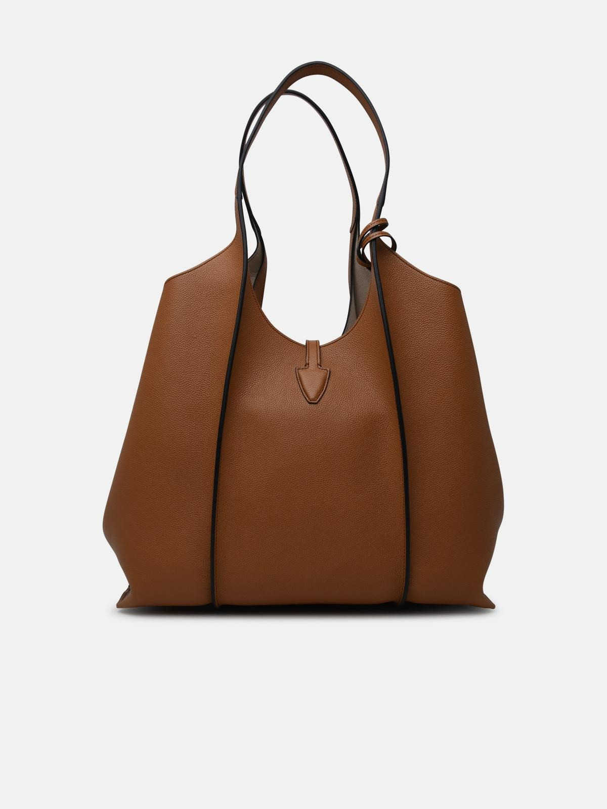 'TIMELESS' BROWN LEATHER SHOPPING BAG - 3